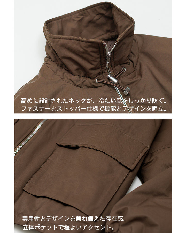 中綿スタンドカラーブルゾン ブラウン