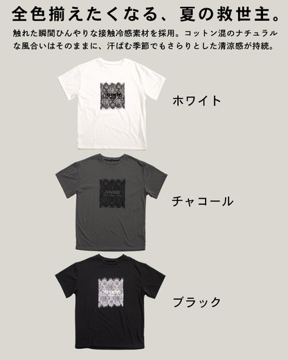 レース刷繋ロゴTシャツ レディース｜接触冷感 半袖 オーバーサイズ 綿混 手洗い可 春夏 大人カジュアル