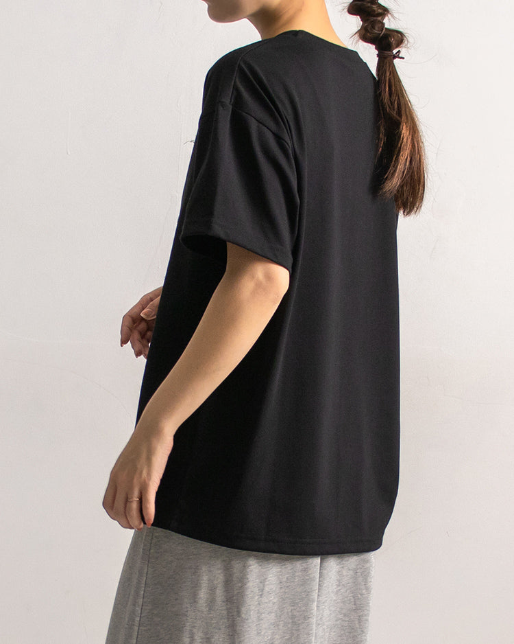 レース刷繋ロゴTシャツ レディース｜接触冷感 半袖 オーバーサイズ 綿混 手洗い可 春夏 大人カジュアル