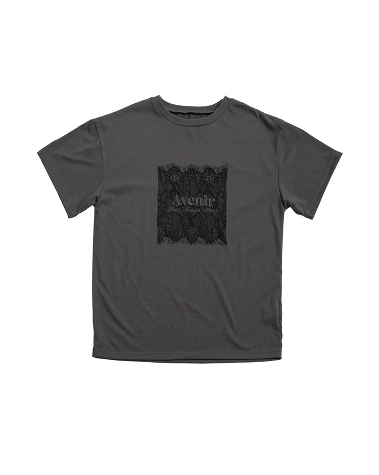 レース刷繋ロゴTシャツ レディース｜接触冷感 半袖 オーバーサイズ 綿混 手洗い可 春夏 大人カジュアル