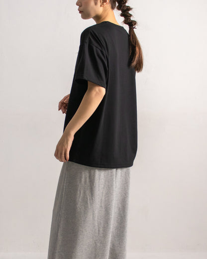 レース刷繋ロゴTシャツ レディース｜接触冷感 半袖 オーバーサイズ 綿混 手洗い可 春夏 大人カジュアル