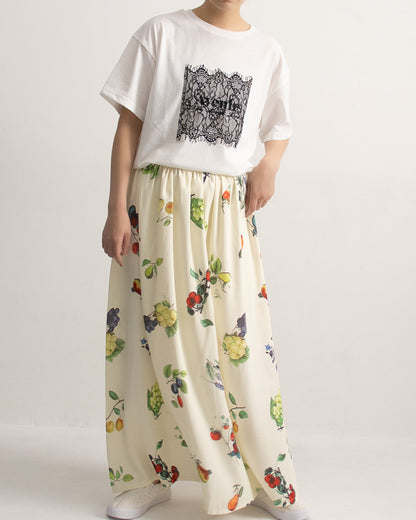 レース刷繋ロゴTシャツ レディース｜接触冷感 半袖 オーバーサイズ 綿混 手洗い可 春夏 大人カジュアル