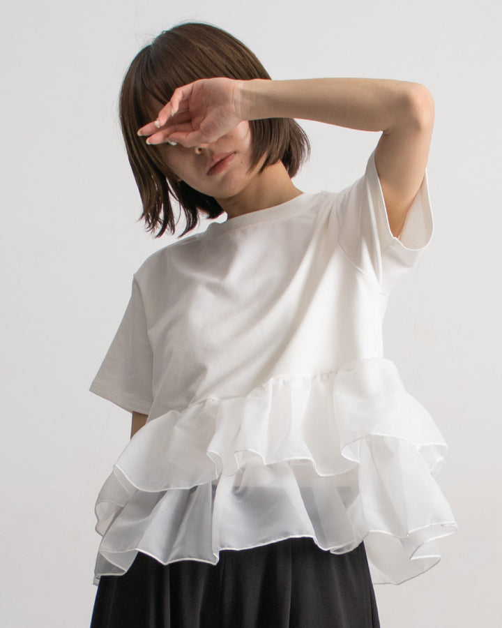 天竺オーガンジーフリルTシャツ