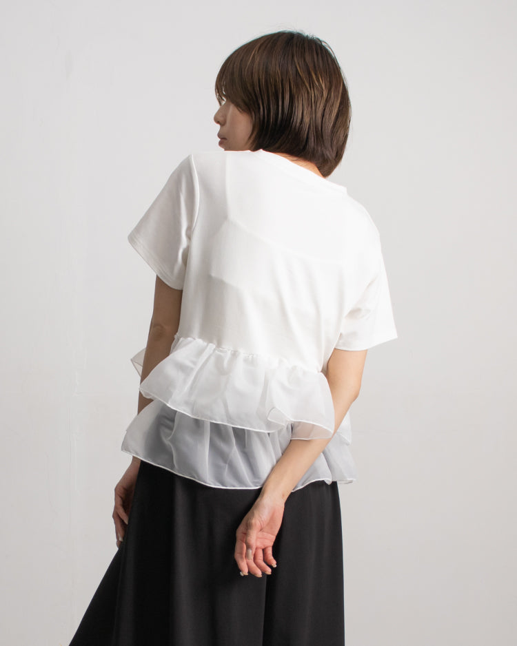 天竺オーガンジーフリルTシャツ