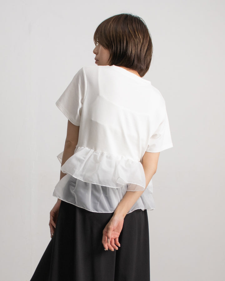 天竺オーガンジーフリルTシャツ
