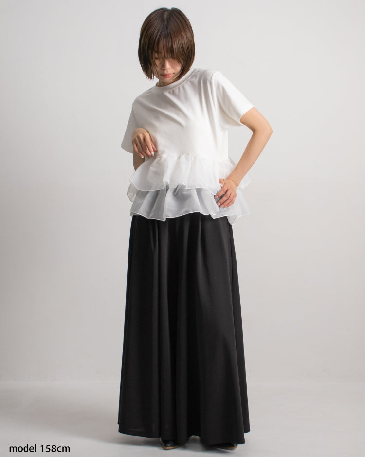 天竺オーガンジーフリルTシャツ