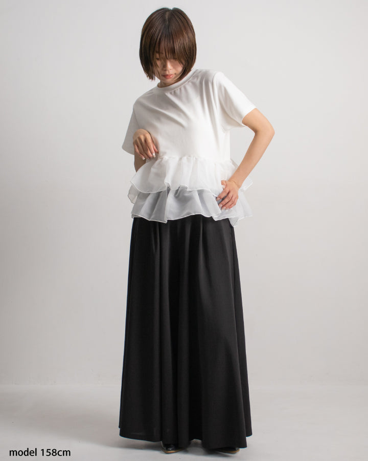 天竺オーガンジーフリルTシャツ