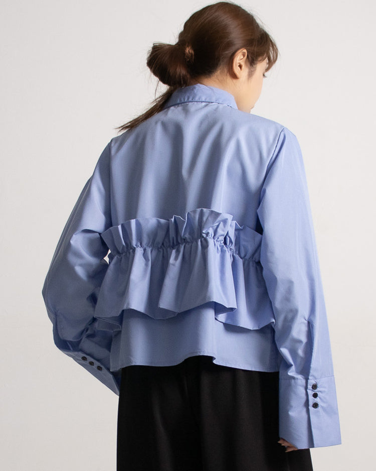 フリルシャツ ブルー